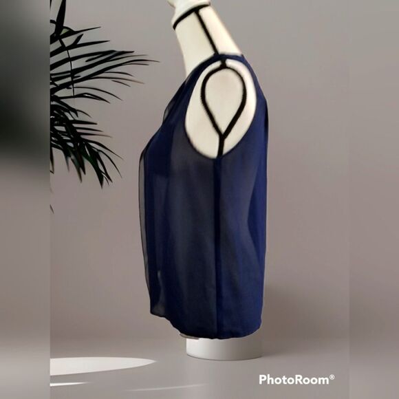 Anthro petticoat alley sleeveless Sheer Button Down top - Picture 3 of 6